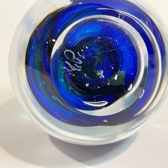 Marian Pyrcak Teardrop Glass Paperweight Signed Polish Studio Art Glass 5.5" - Picture 5 of 9